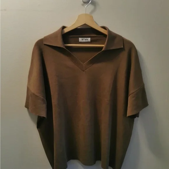 Brown Polo Shirt with Relaxed Fit and Textured Fabric - Picture 6 of 13